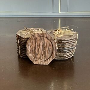 Coconut Wood Coaster Set of 6- 4 Sets NOS Wholesale Lot